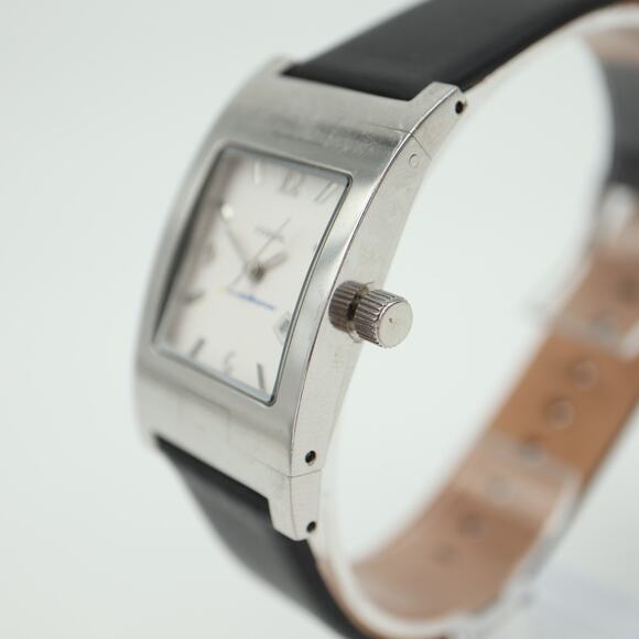 Fossil Arkitekt Womens Tank Watch 24mm Date Logo Dial PR-5169 Black Leather - Picture 10 of 16